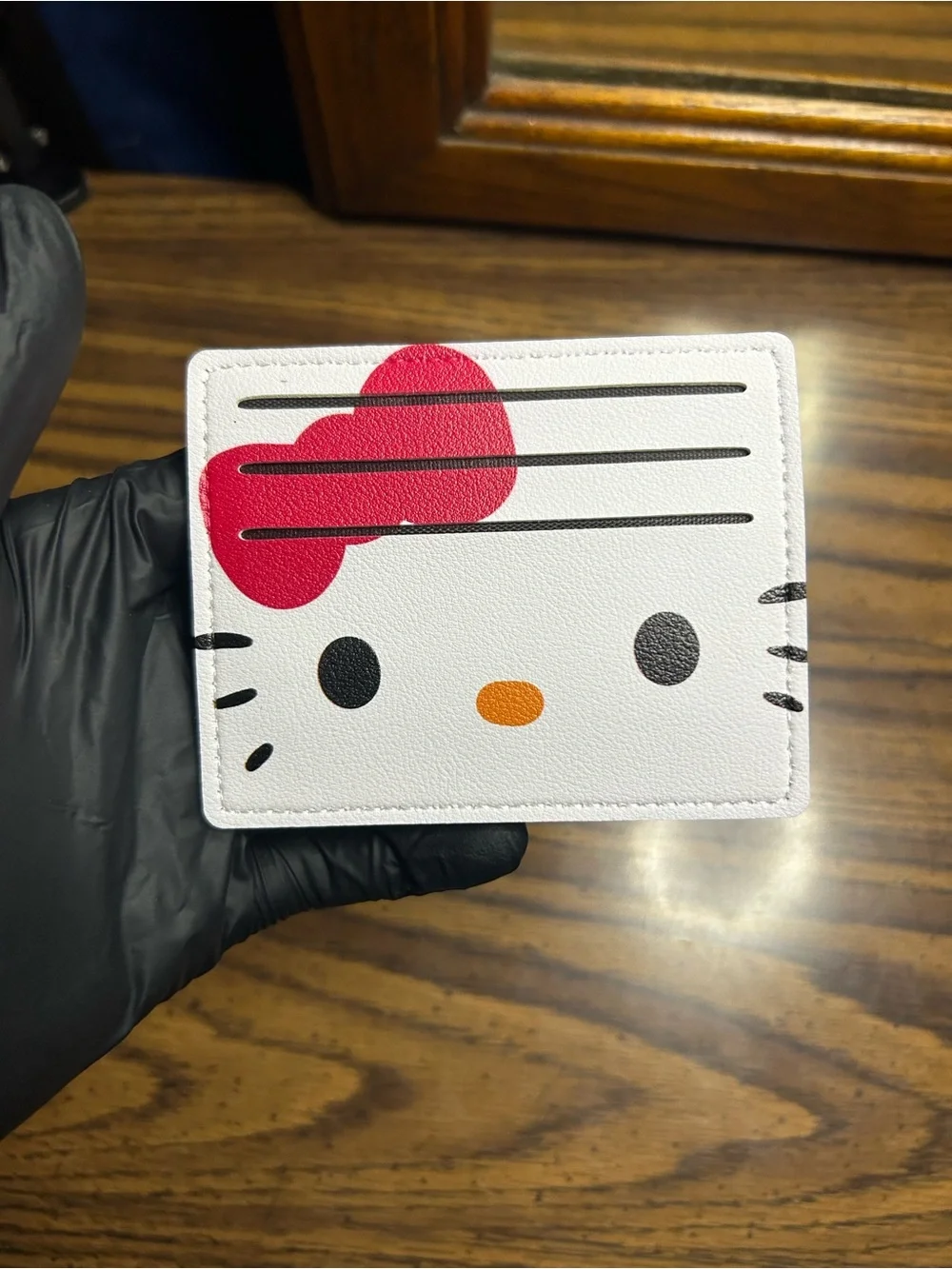 Hello Kitty White Card Holder with Red Bow Accent